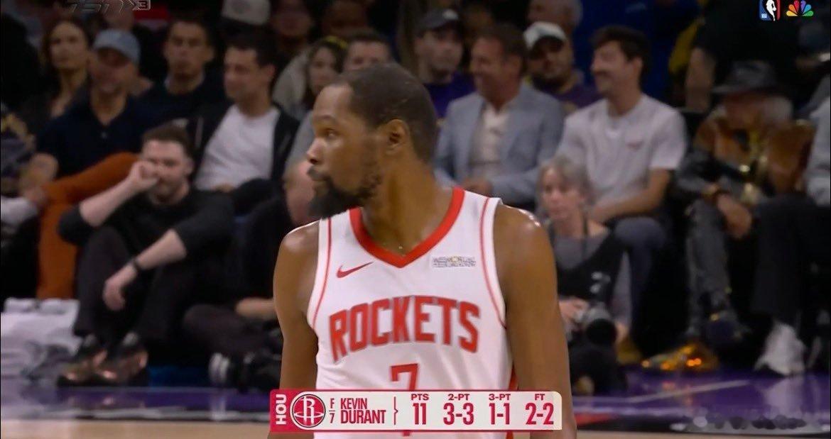 杜兰特刚复出就打满第一节，火箭你是真敢用，乌杜卡你是真怕下课火箭vs湖人杜兰特火