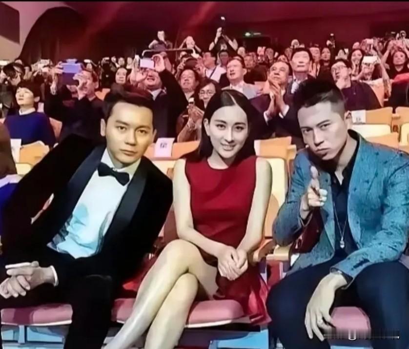 仔细看，左边的是疏眉朗目的男演员李晨，右边是目若朗星，气宇不凡的王雷，而坐中间的