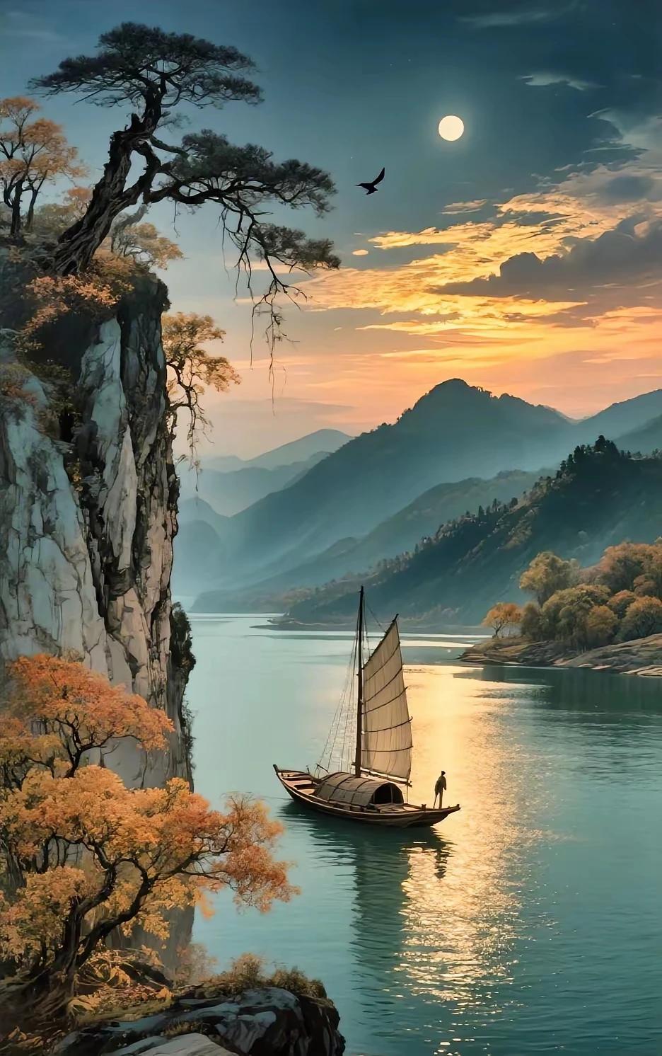 上联：雨雾含情千嶂风
下联：烟霞有韵万壑云