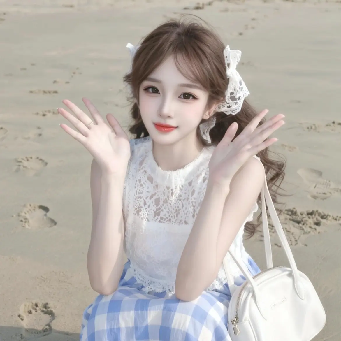 软妹裙 白色无袖蕾丝 初恋裙 甜美穿搭 甜美白裙造型