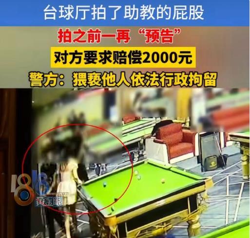 男子台球厅拍女助教屁股遭索赔2000元 预告可还行。。。。活逼该 