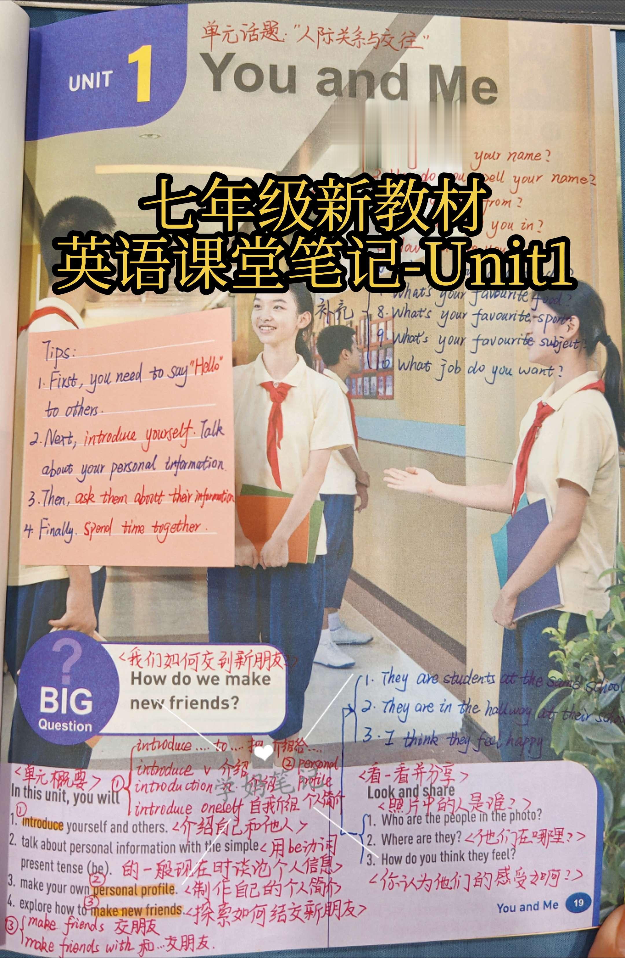 七年级新教材英语上册课堂笔记Unit 1。七年级人教版新教材上册Uni...