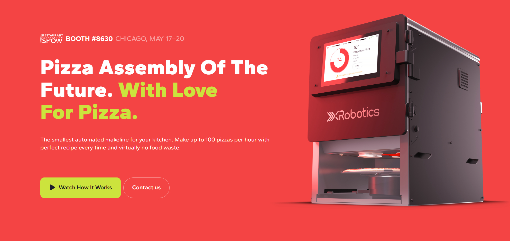 【XRobotics台面机器人每月制作2.5万个披萨】XRobotics认为自己