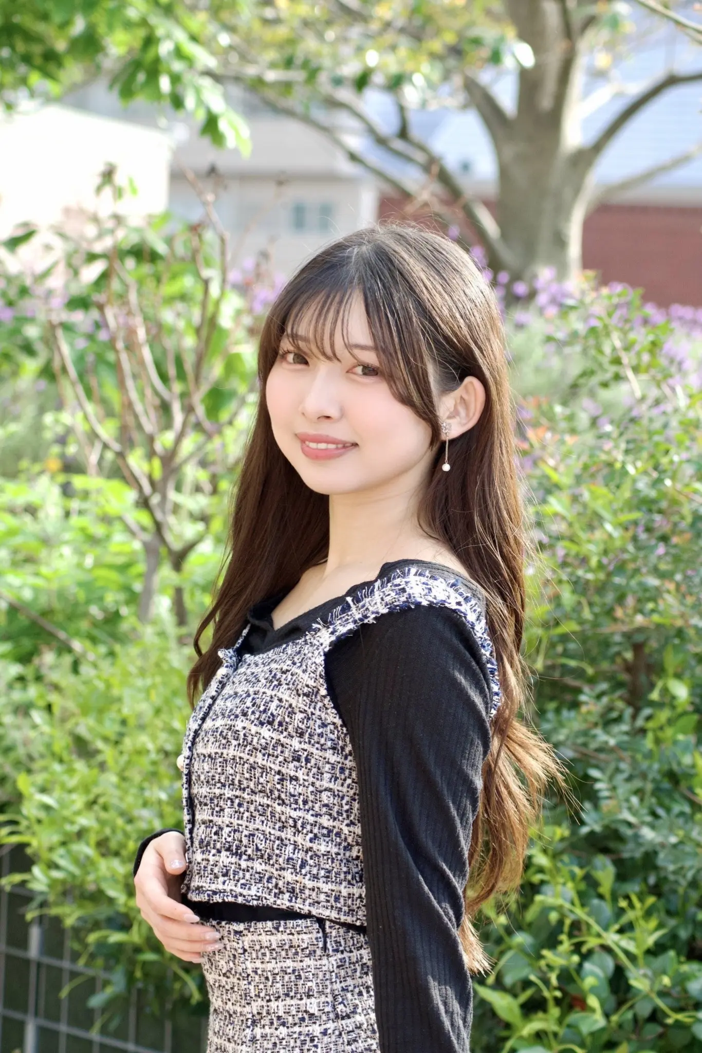 黑白格短裙造型 甜美女孩 格子裙小姐姐 清纯 格子裙美女