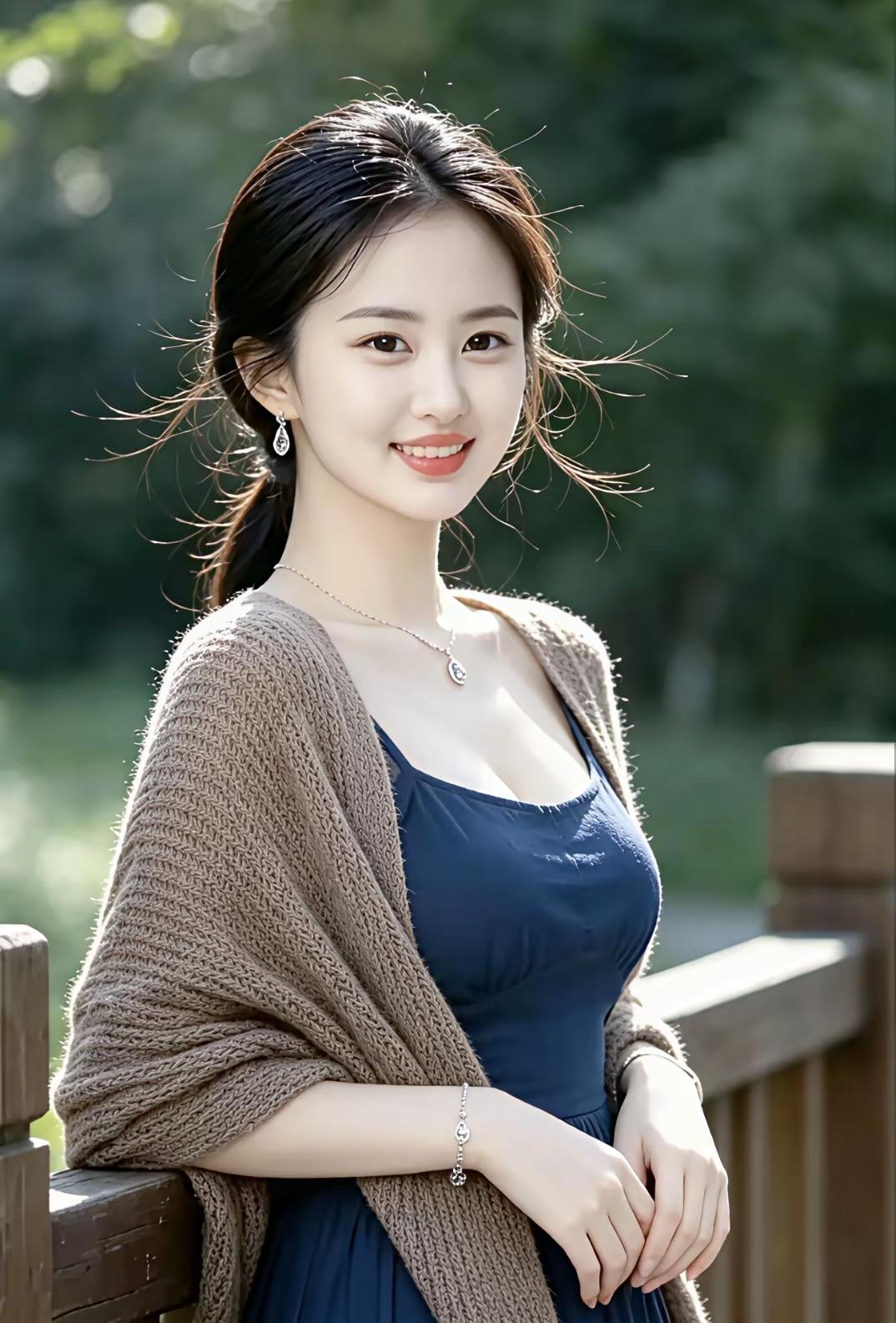阳光下的温柔少女，微笑中散发着自然的美！