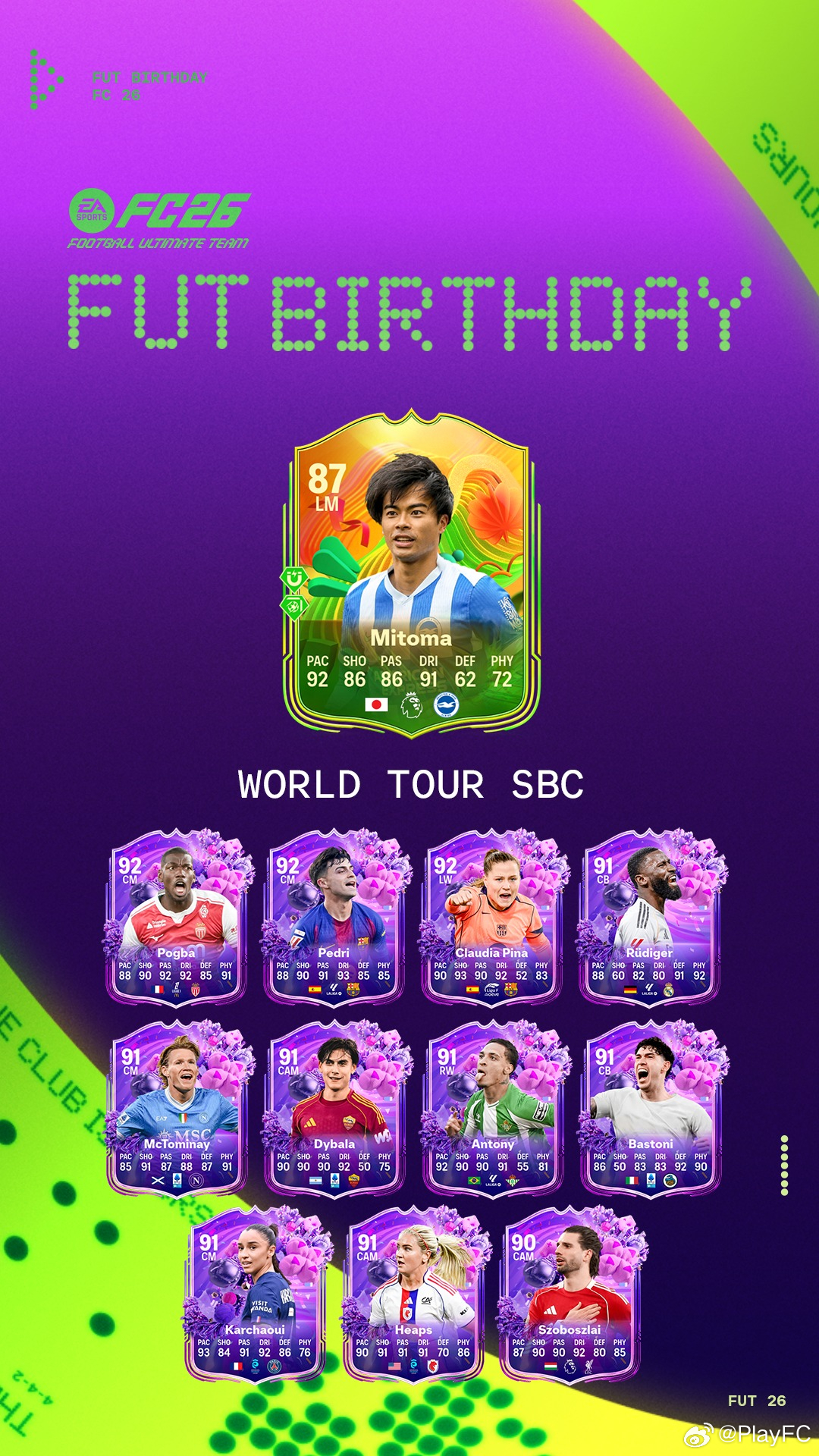 3月20日【新增 SBC】共 4 个：1. 重大比赛｜4 个挑战2. 足球庆典：