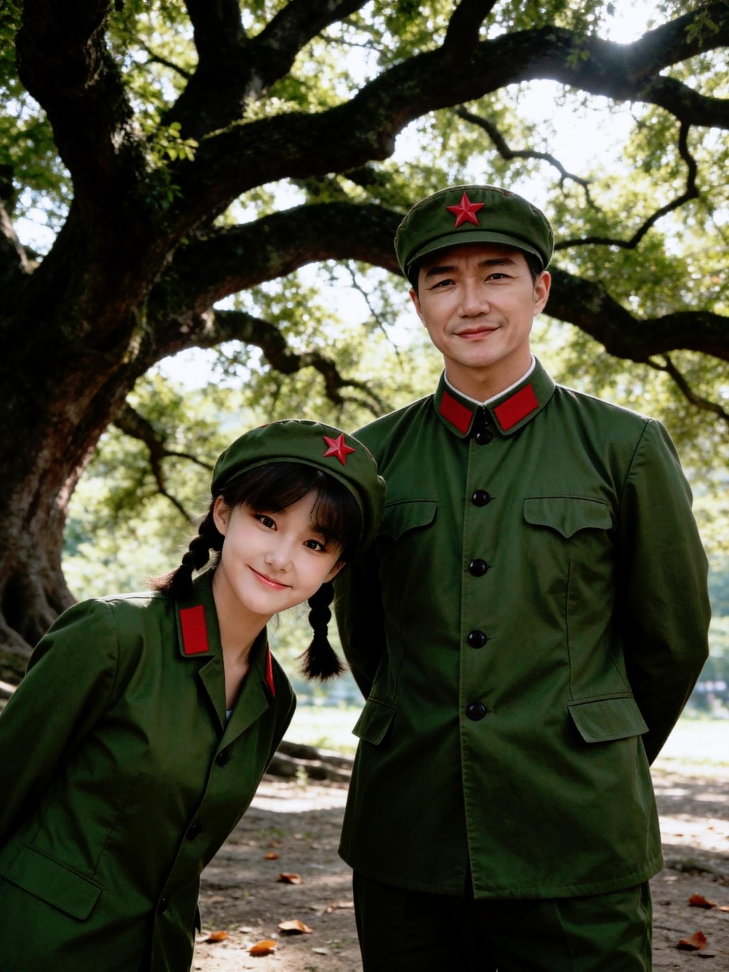 大树旁合影
