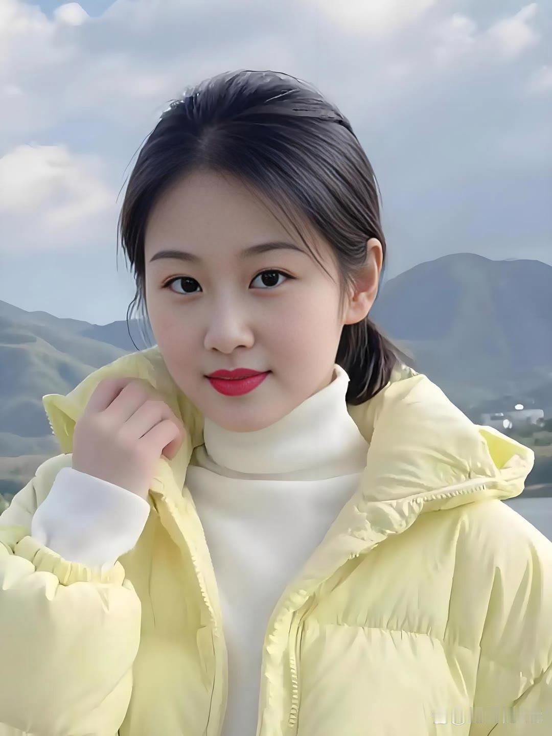 冬日暖阳下的甜美少女，黄色外套与红唇相映成趣，元气满满！🌞💄