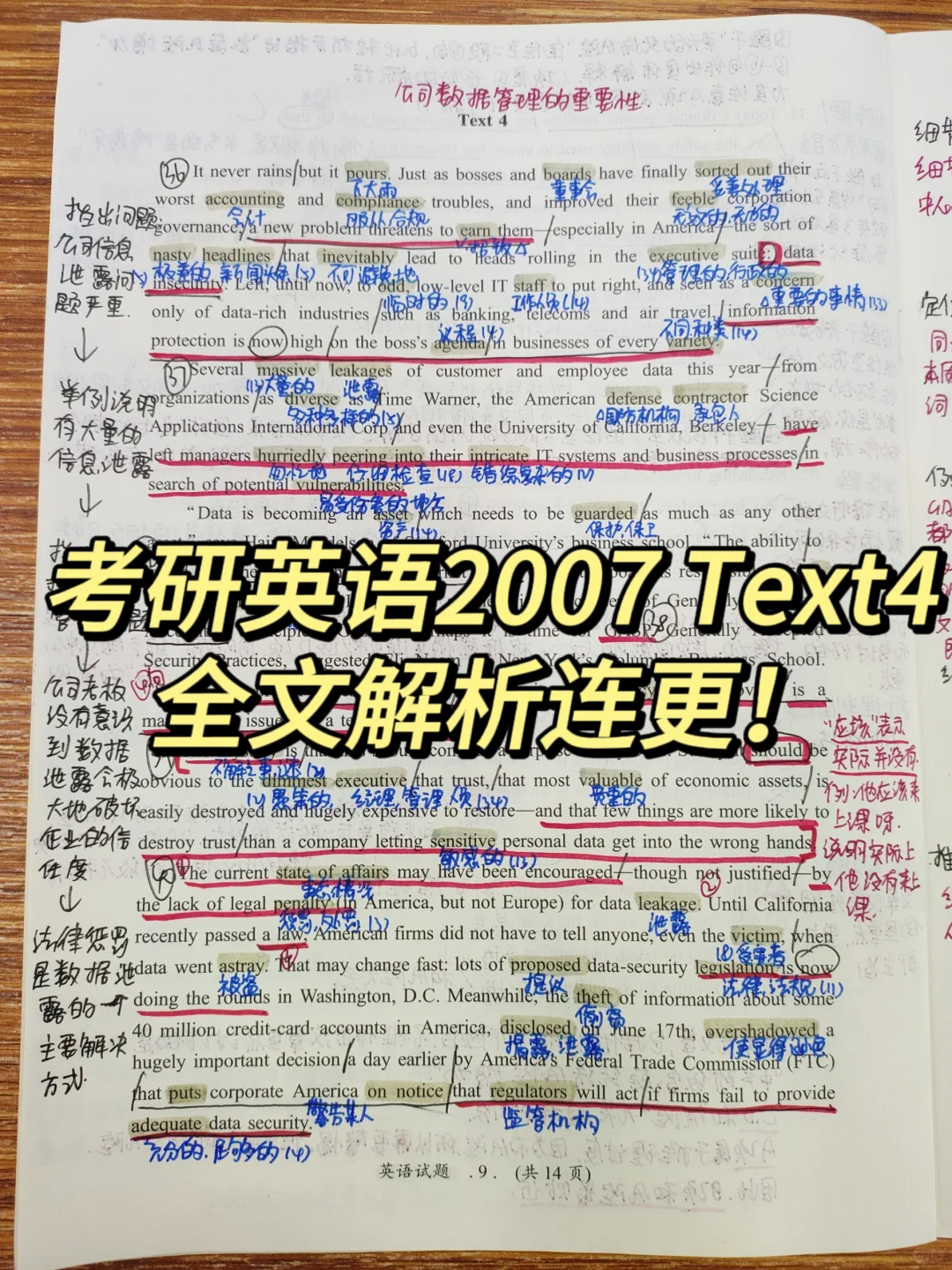 英语二88分丨考研英语阅读解析2007Text4！