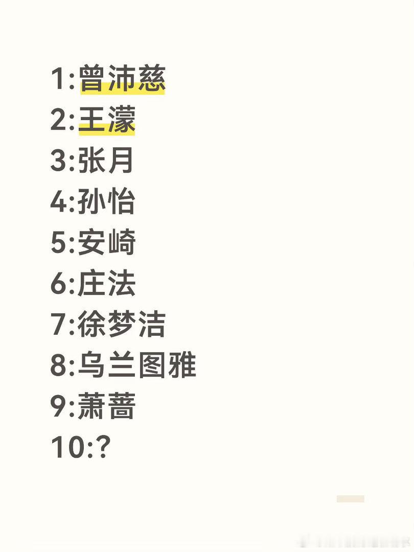 预测浪姐成团名单，第十个想不出是谁了首先 冠军会在主题曲 c 位里面出 所以是曾