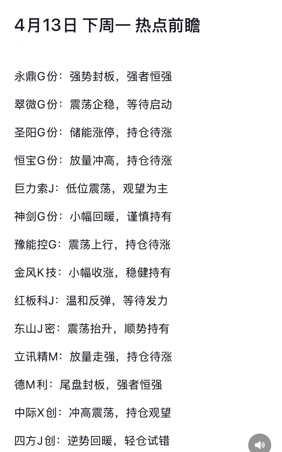 2026年4月13日热点个股盘前，前瞻梳理。

2026年4月3日A股市场低开低