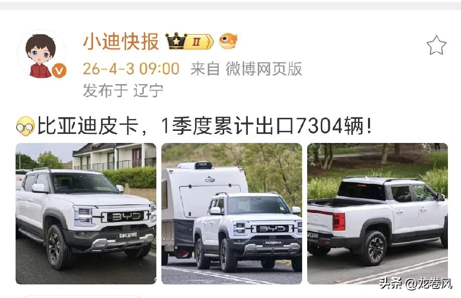 鲨鱼皮卡一季度出口7300台马马虎虎。
后面要出2.0t，3.5吨牵引资质的版本