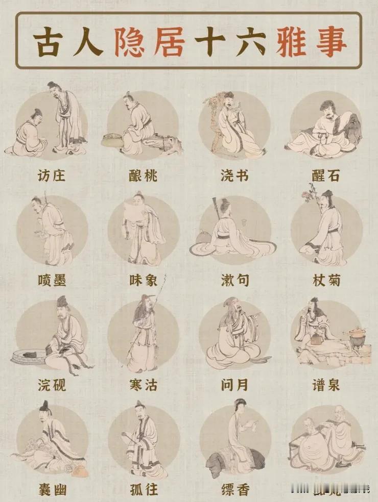 原来一直都错了
我一直以为古代有四大雅事
这么看有16大雅事呀
不过人人都熟知的