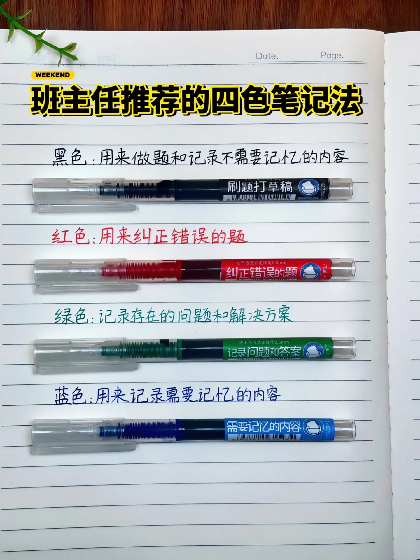 尖子生都在用的四色笔记法🔥。马上要开学了，给孩子安排了四色记忆笔，高...