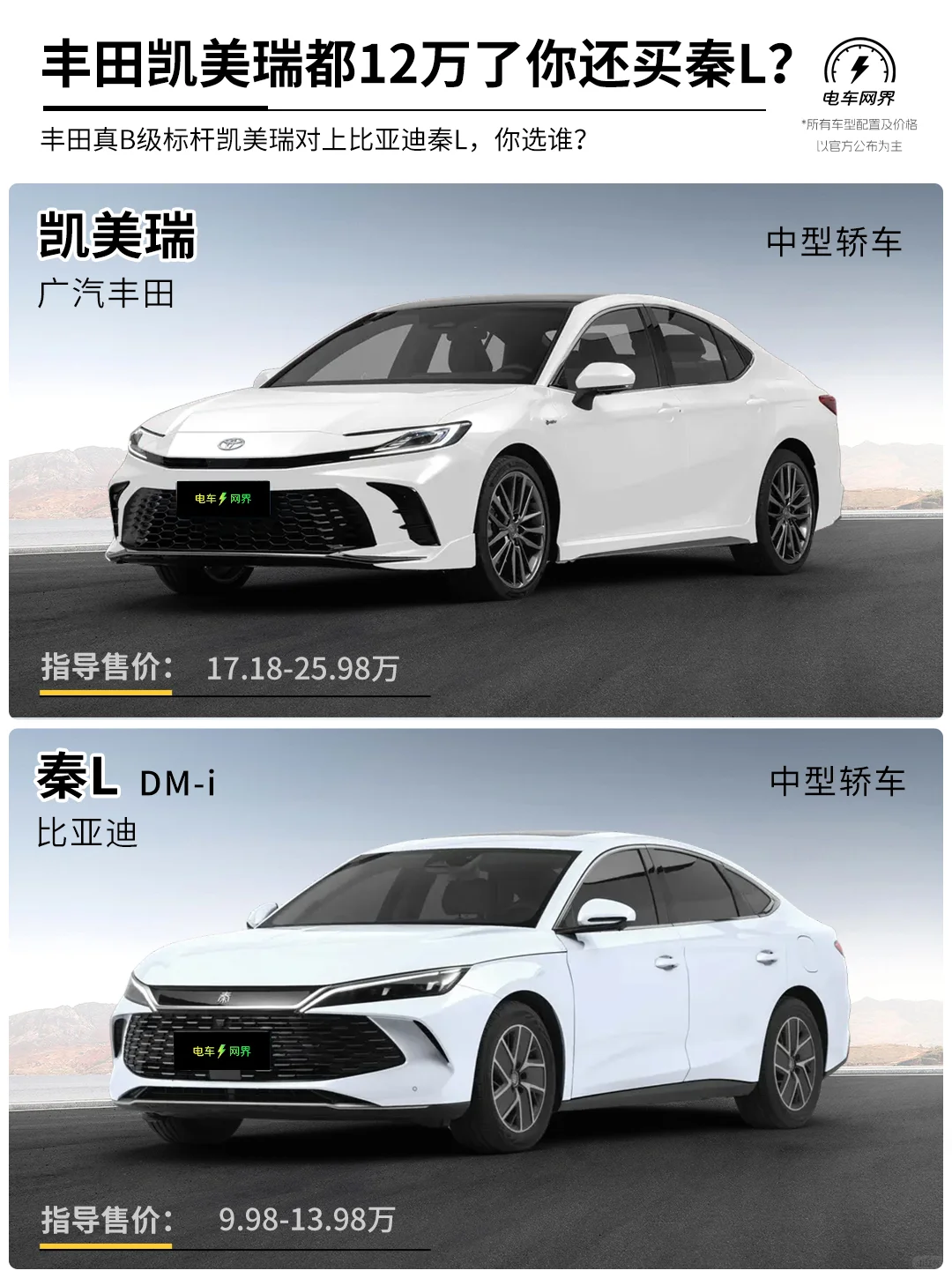 12万的凯美瑞和比亚迪秦L 同价位你选谁？