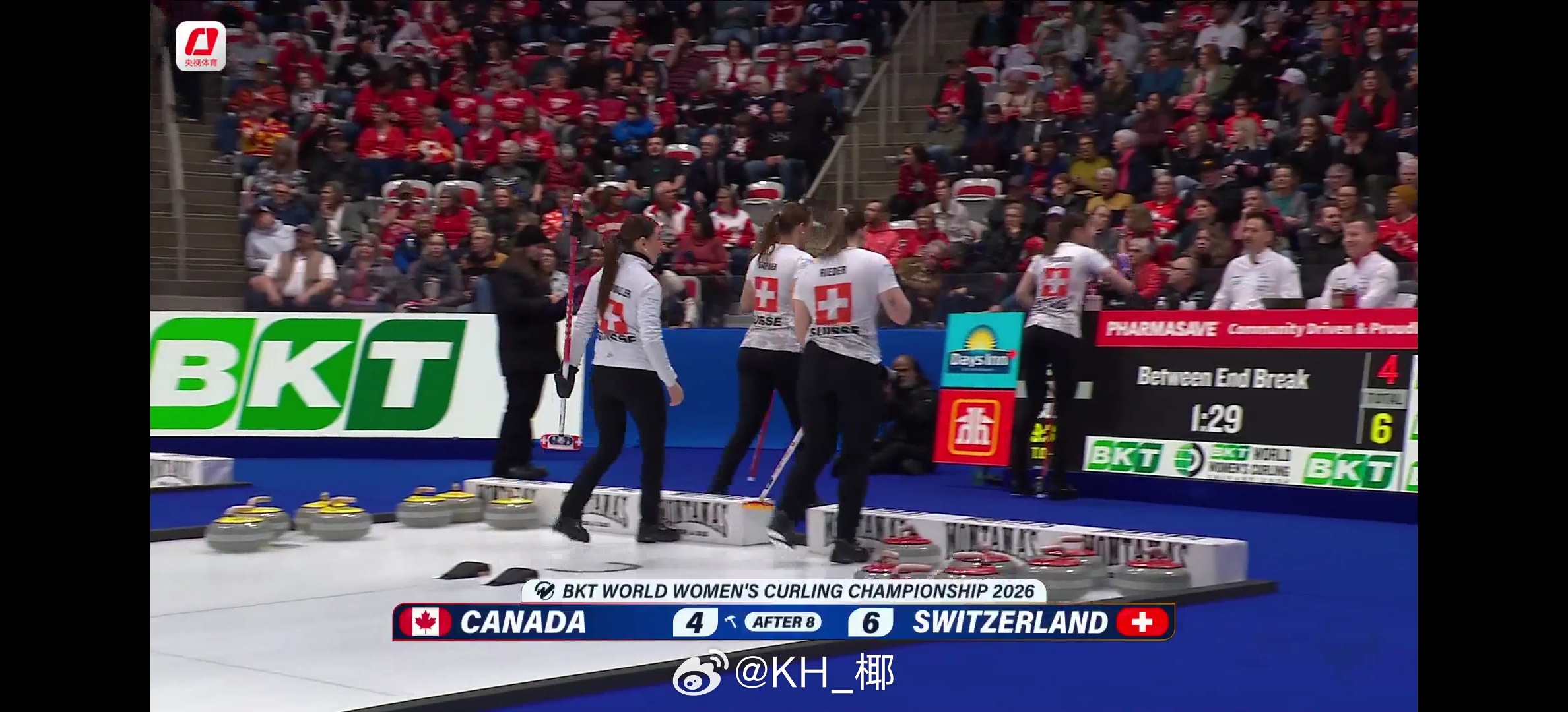 🥌女子金牌赛，八局以后瑞士6-4加拿大 