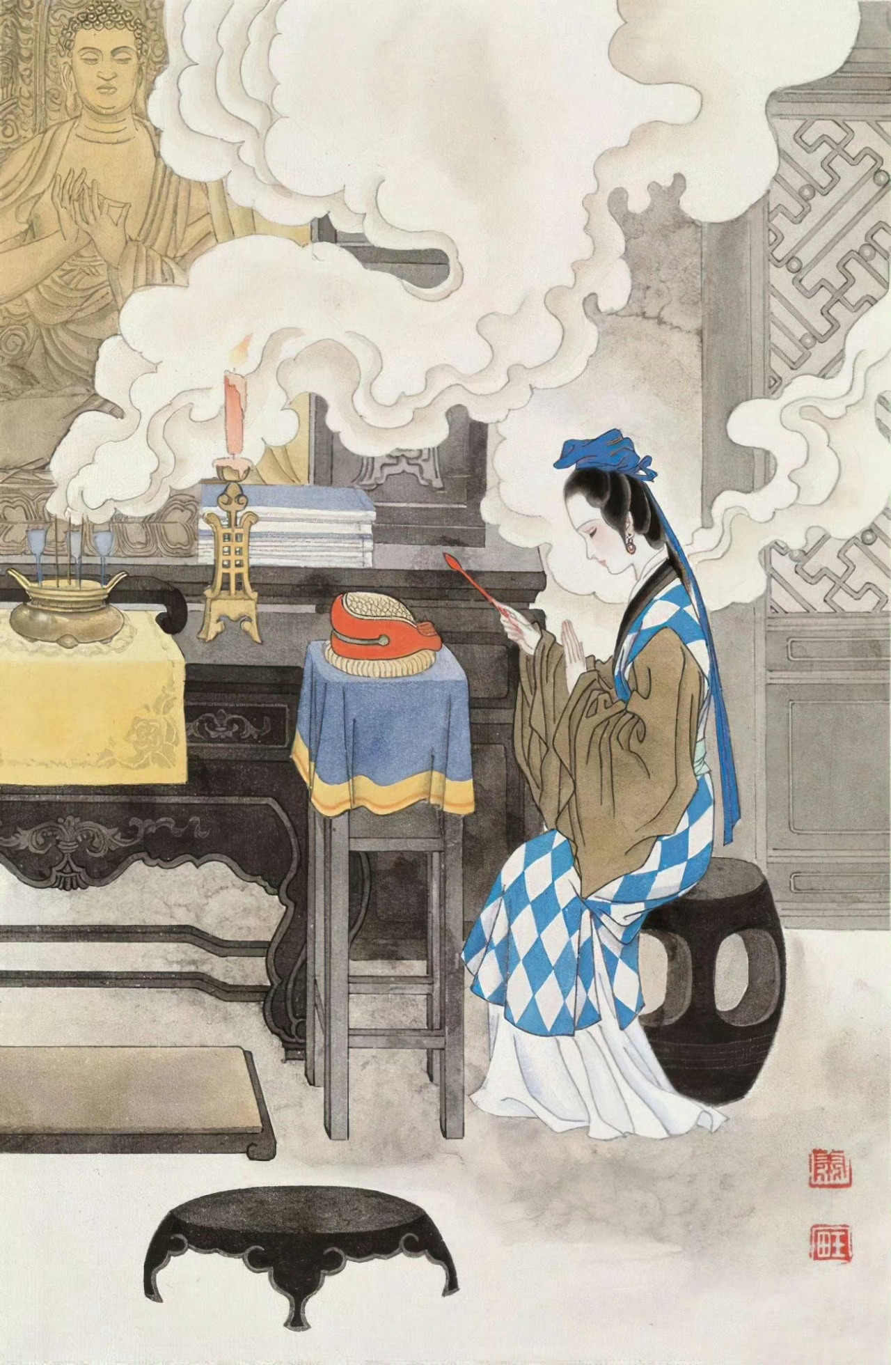 以精工写古韵，笔下仕女风骨温婉，工笔诗意浑然天成。🎨/艺术家萧玉田1945年4
