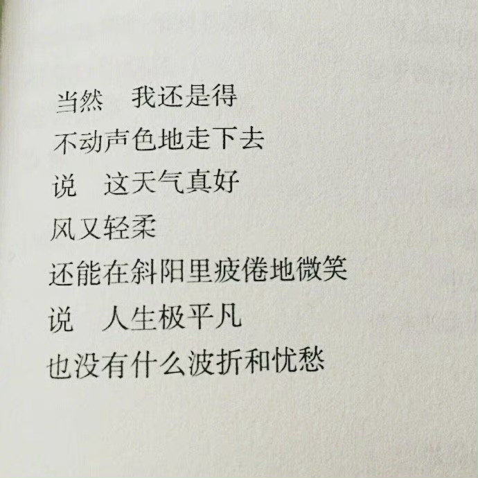 当然，我还是得不动声色地走下去。 ​ ​​​​