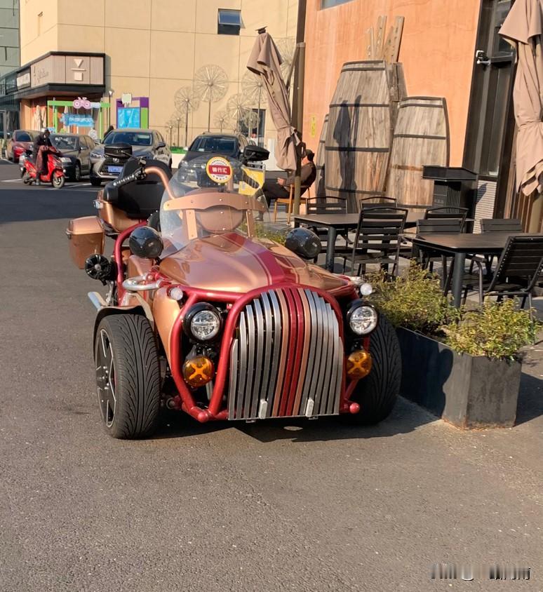 买早餐发现这样帅气的三轮车，谁知道这是什么机动车？