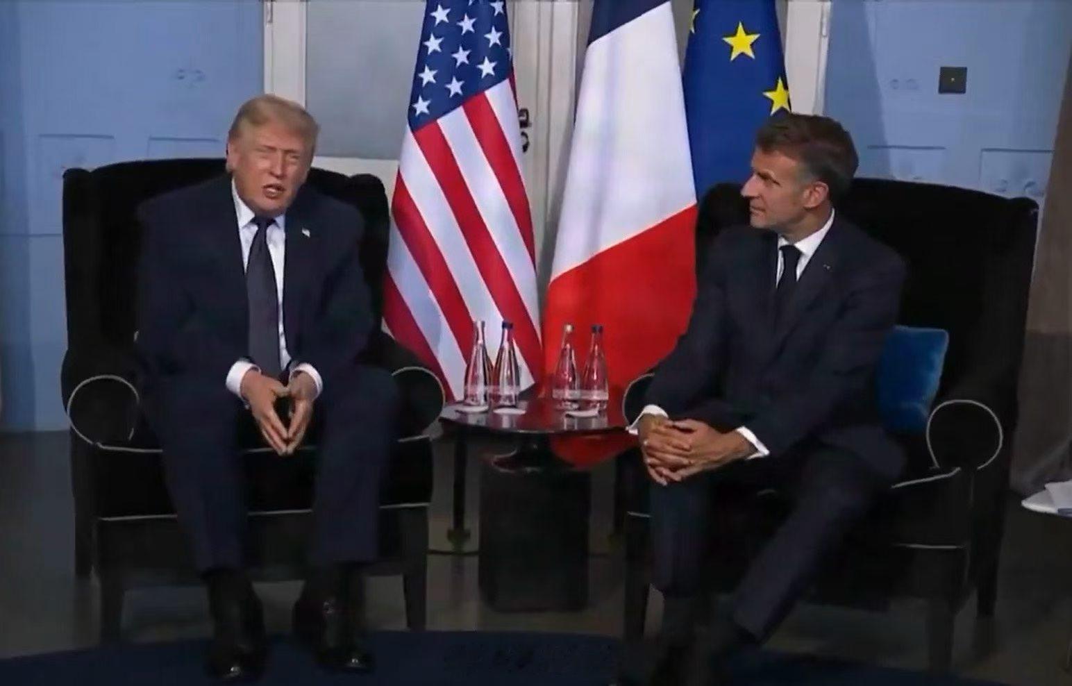 🌍🇺🇸🇫🇷当地时间6月15日，美国总统特朗普在法国出席G7峰会开幕式时