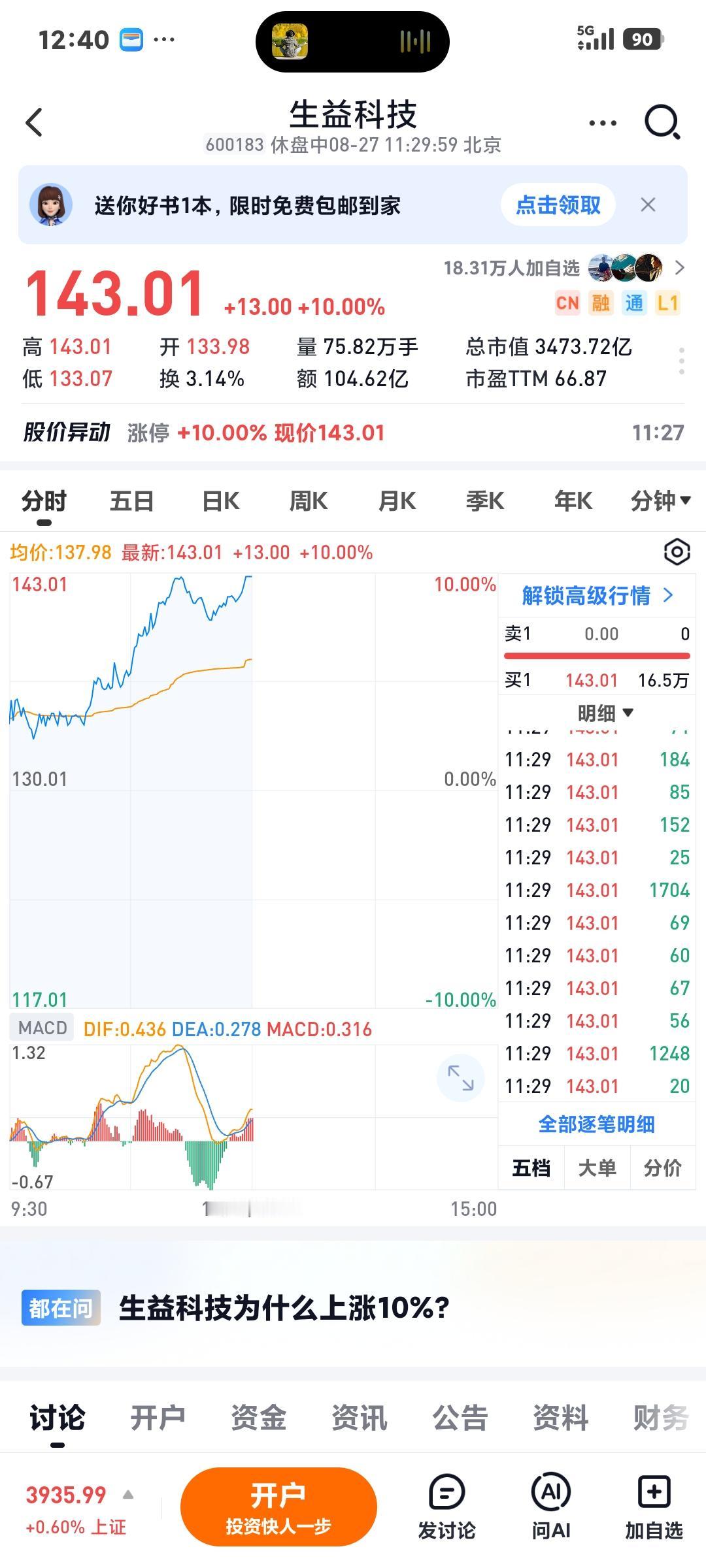 芯片半导体大涨

       大盘继续修复行情，午盘收3935点，涨23个点。