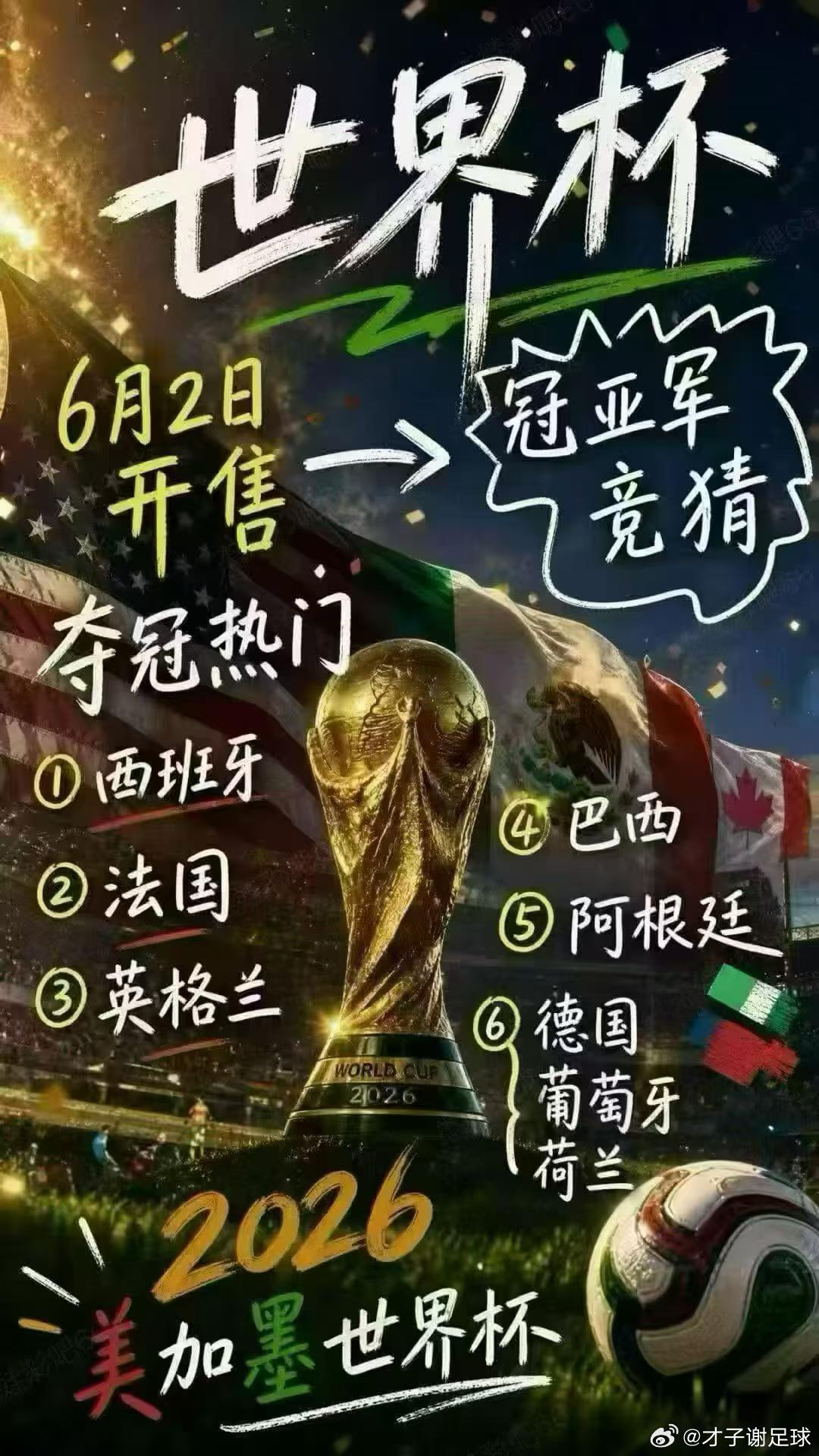 世界杯《冠亚军》开售倒计时7天‼️世界杯《小组赛》开售倒计时13天‼️世界杯《揭