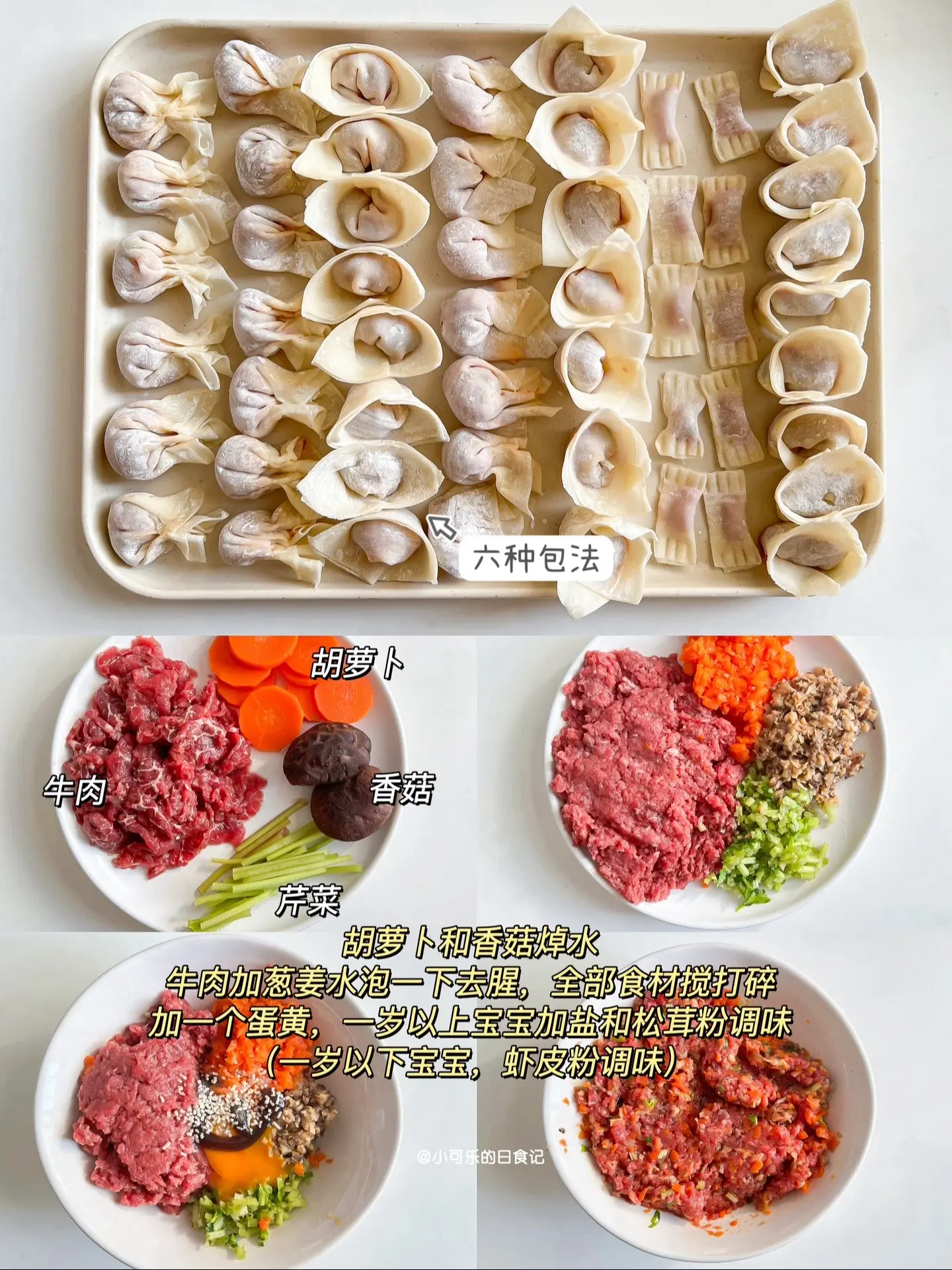 馄饨的6种包法|自制宝宝鲜肉馄饨 •超鲜。我家宝宝超爱吃馄饨，每次煮一...