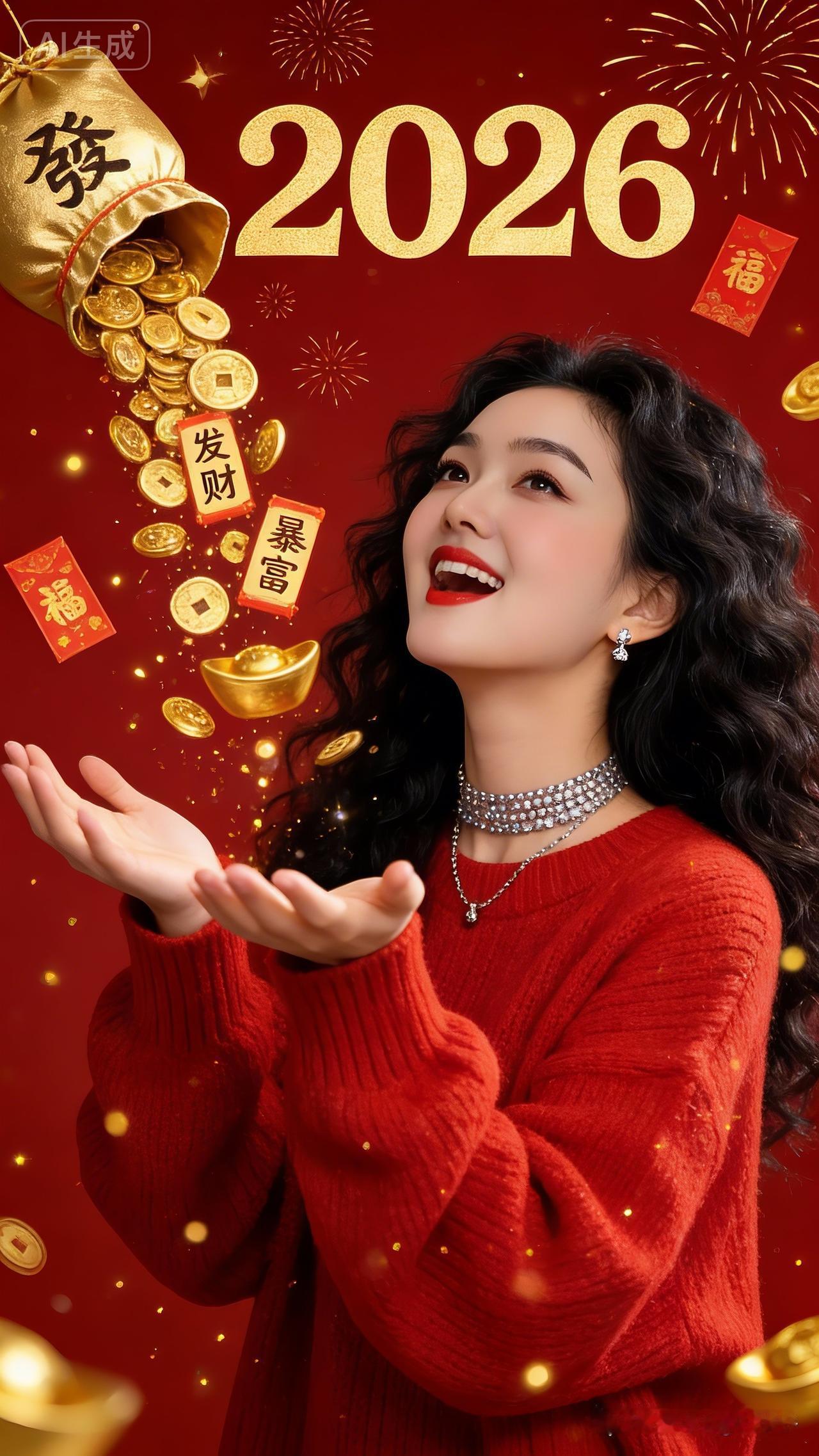2026年新年快乐，招财进宝，笑口常开！🎉💰💖