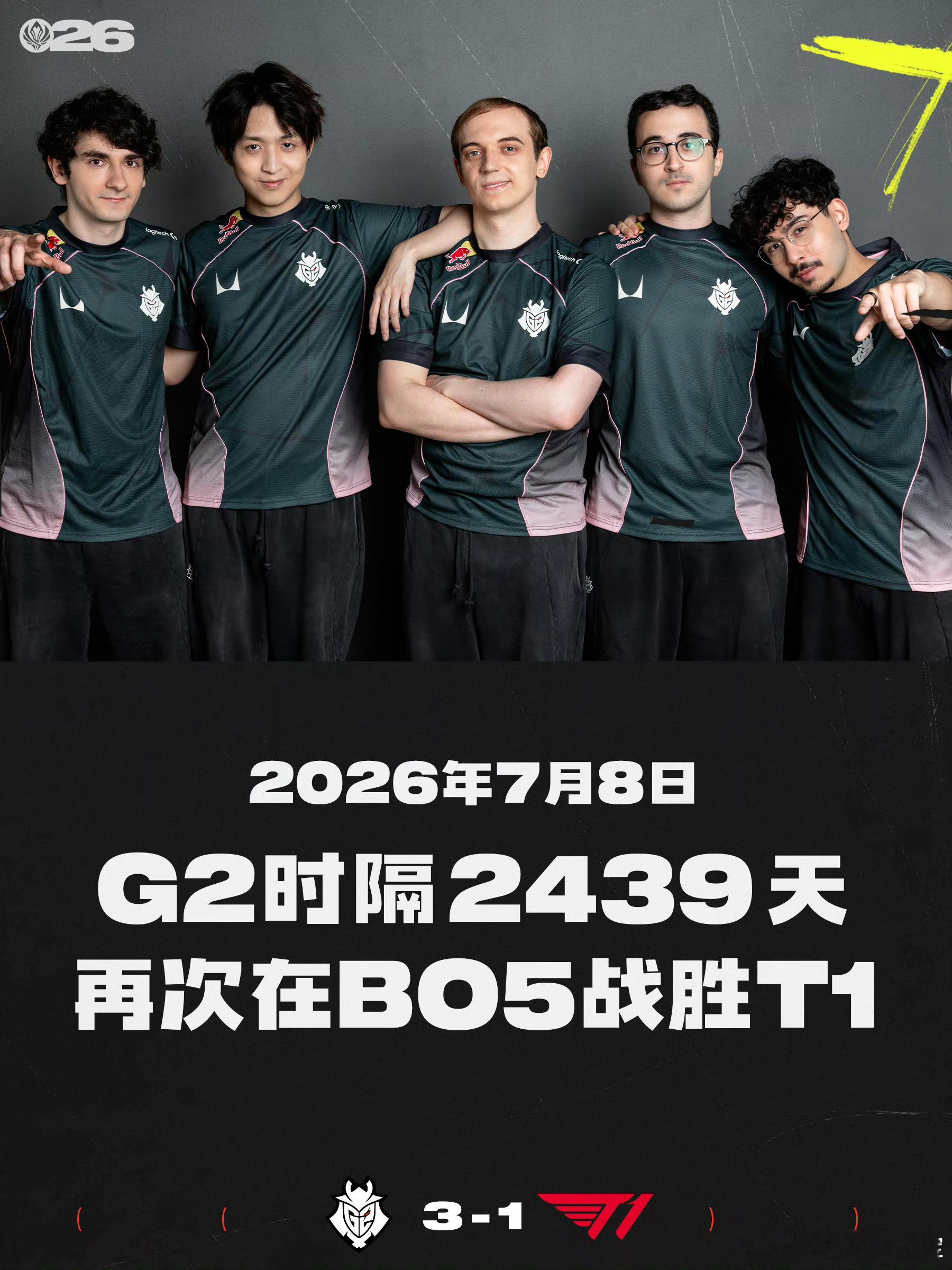 【2026季中冠军赛数据记录】G2时隔2439天BO5战胜T1 2026年7月8