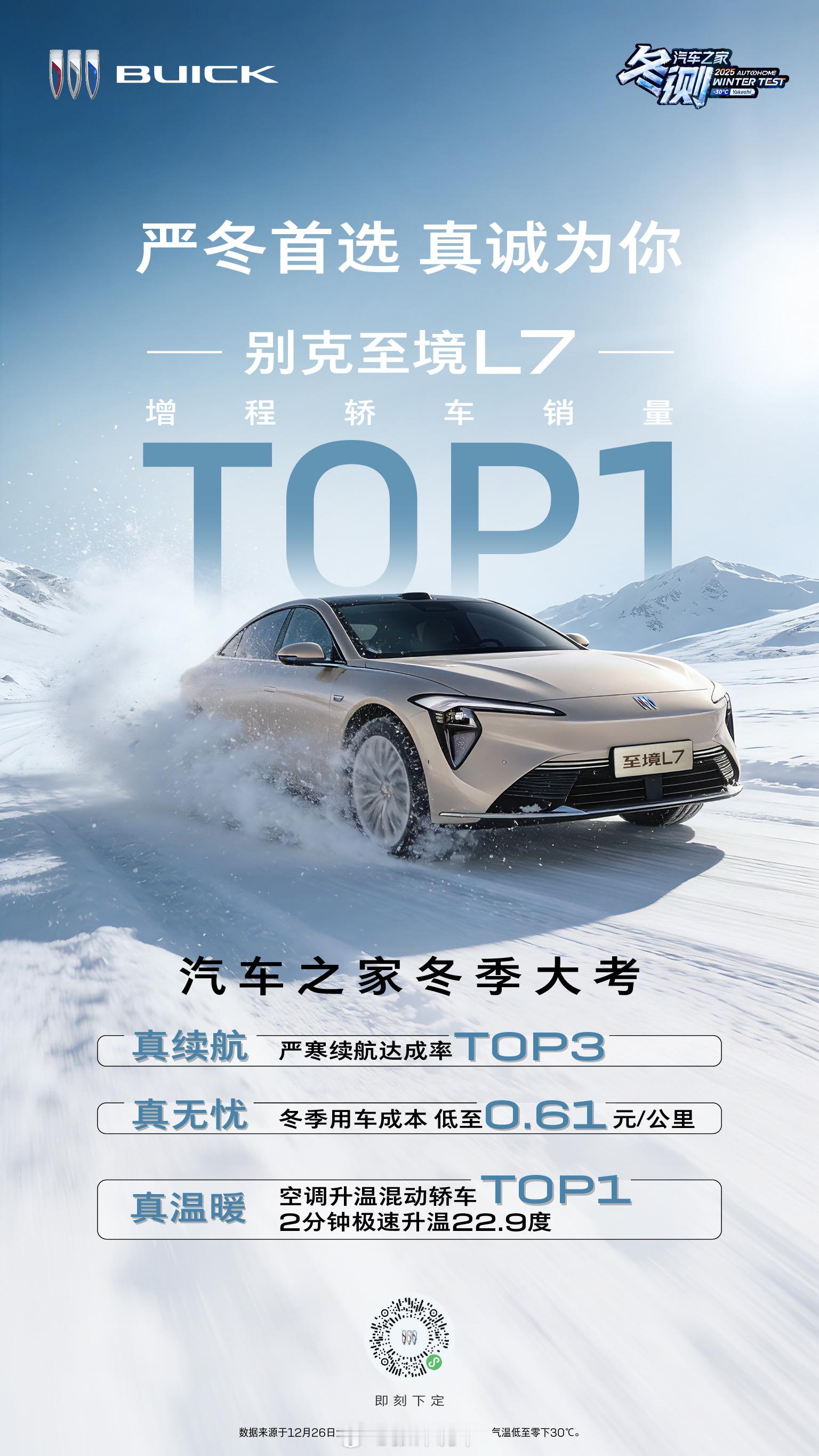 汽车之家2025冬测成绩出炉，别克至境L7在-25℃的极寒工况下展现强劲实力：实