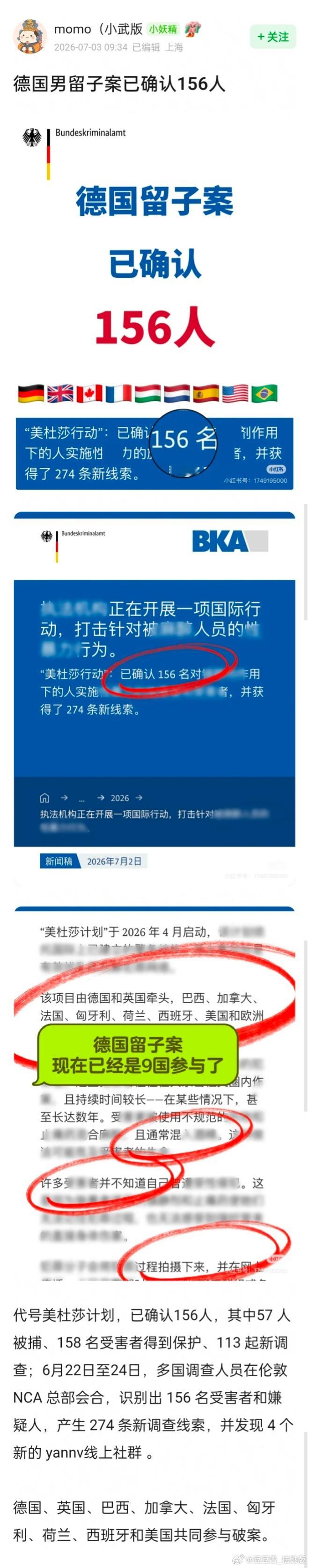 德国男留子案已确认156人其中57 人被捕、158 名受害者得到保护、113 起