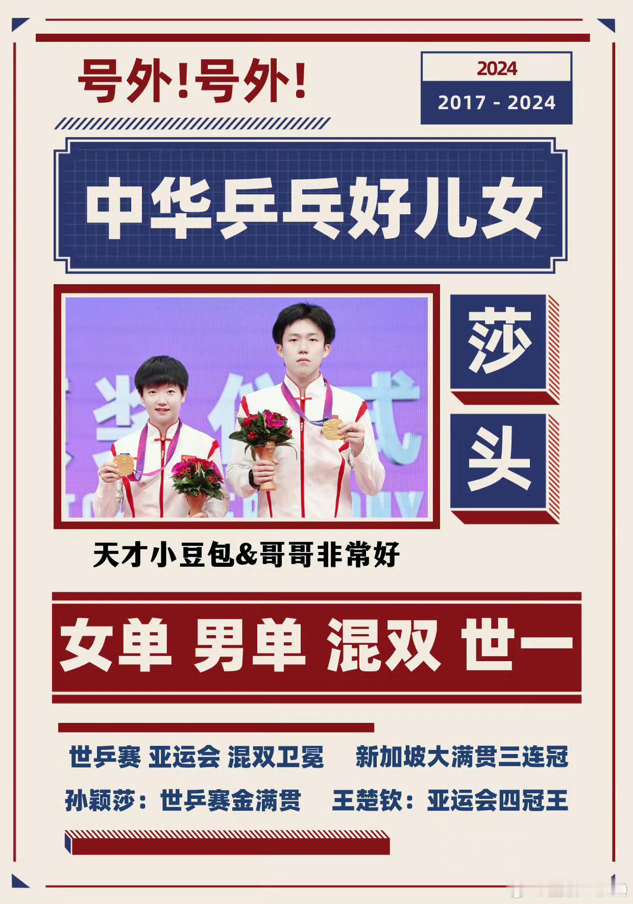 #孙颖莎王楚钦领跑奥运选拔#最强00后王楚钦和孙颖莎#莎头#男单世界第一☝🏻女