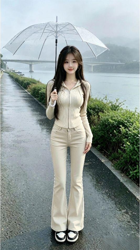 大桥背景 拍摄 雨中看河