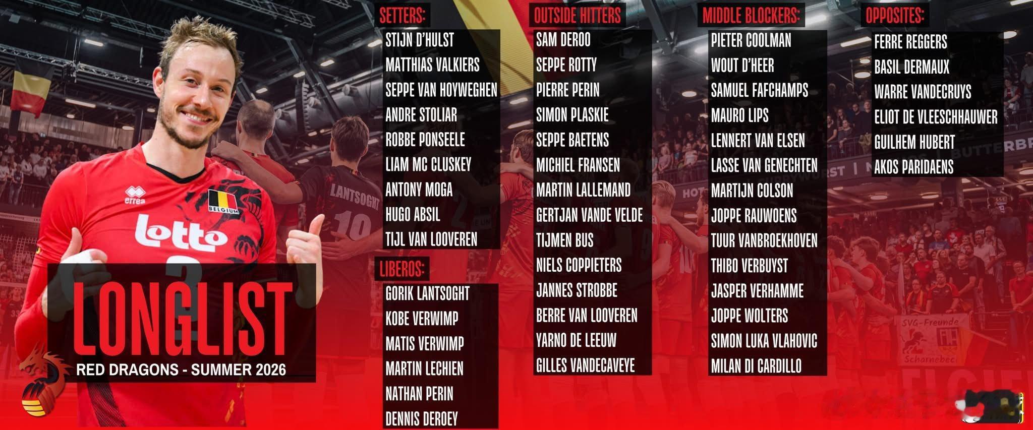 【比利时男排公布2026年大名单】国际排坛动态 比利时男排也在今天公布了49人的