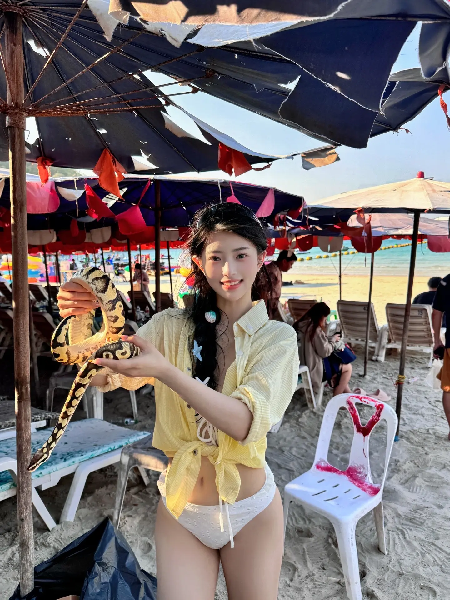 在格兰岛🏝️遇到和我穿搭🟡⚫️一样的小蛇