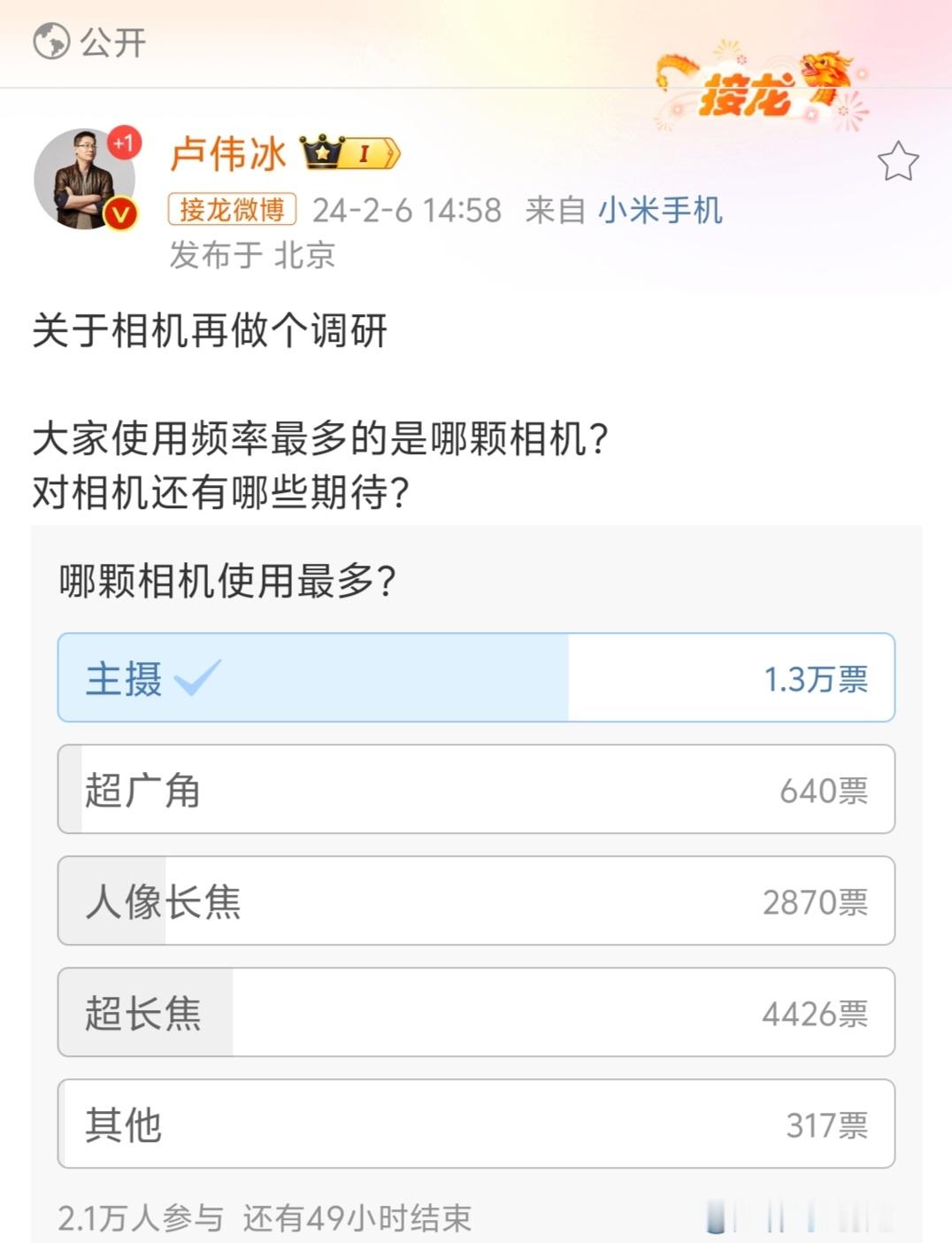 不是说小米亿万用户么 每次这万儿八千的人投票能代表啥？？？ ​​​