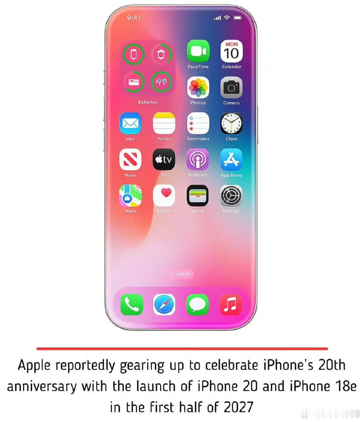 [哆啦A梦微笑]研究机构Omdia表示，2027年（iPhone 20周年）苹果