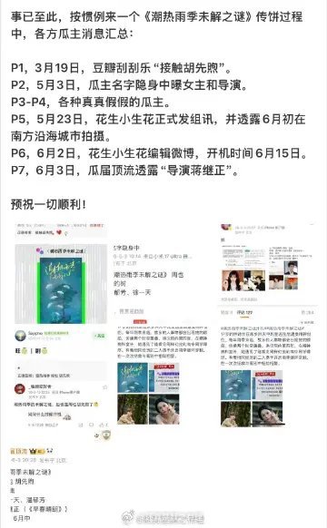 网传《潮热雨季未解之谜》615厦门开机看来是定男选女，印象里是胡先煦第一次演现偶