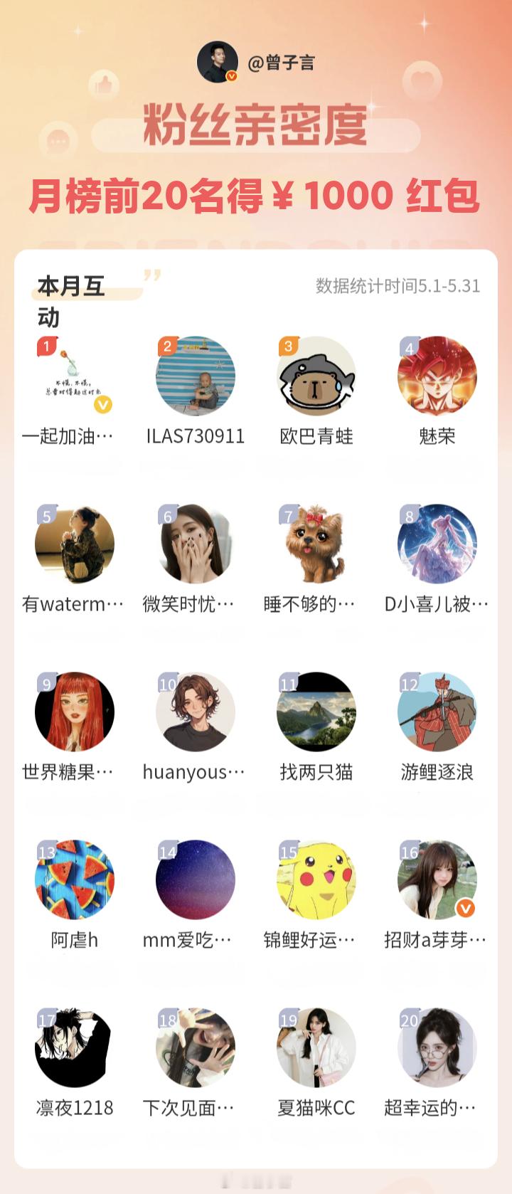 【 2025.05 互动好礼获奖名单公布 】        恭喜以下小伙伴荣登三