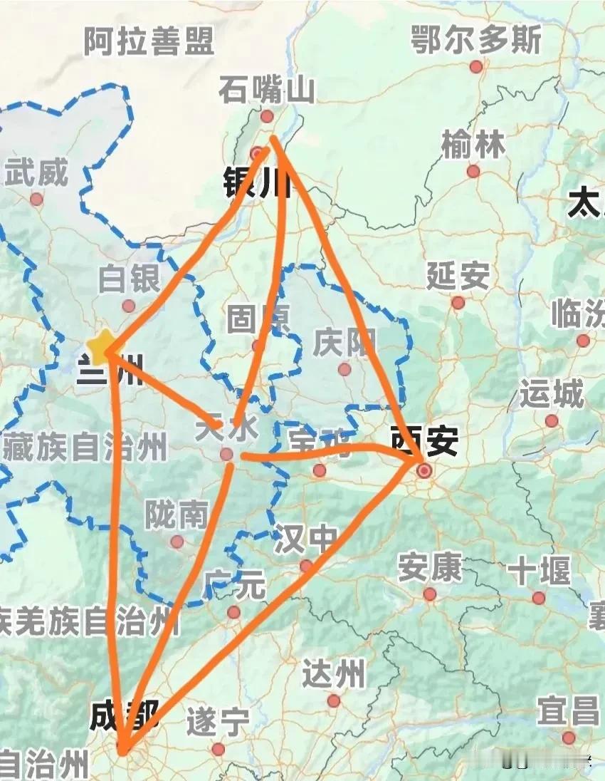 宝鸡和天水谁是西安兰州银川成都四大省会的中心？以前宝鸡报道说是它四个省会结合部的
