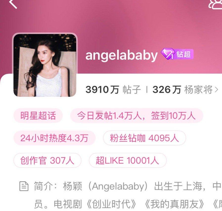 Angelababy超like破万啦85花第二位破万的活跃度太强了，85花粉丝超