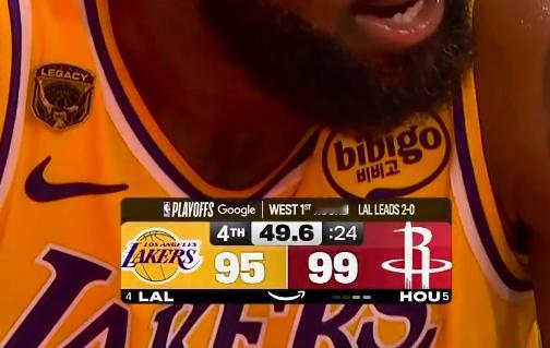 老詹失误 火箭领先4分 连续两个失误 湖人vs火箭nba季后赛