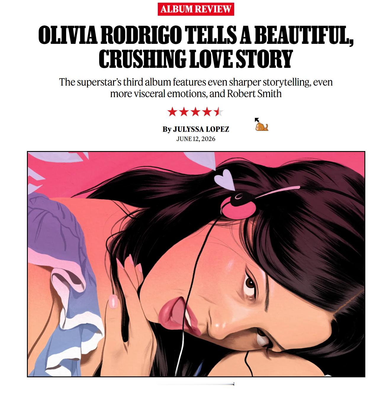 棒棒哒~~《滚石》杂志给了娅娅Olivia Rodrigo新专辑《you see