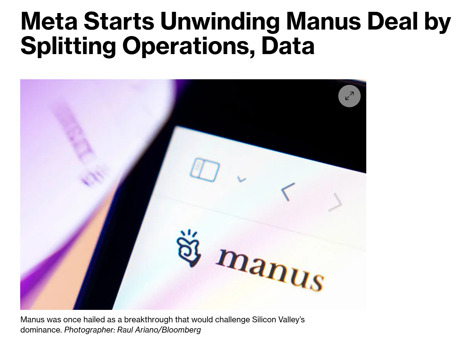 Meta 已完成与 Manus 的业务剥离，并停止了两家公司间的数据共享。据报道