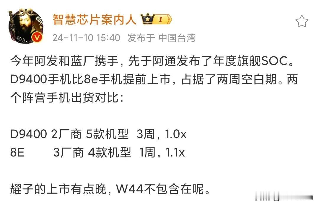 联发科落泪，三周没有一周强。

有博主统计了，截至上周末安卓旗舰芯片出货量对比，