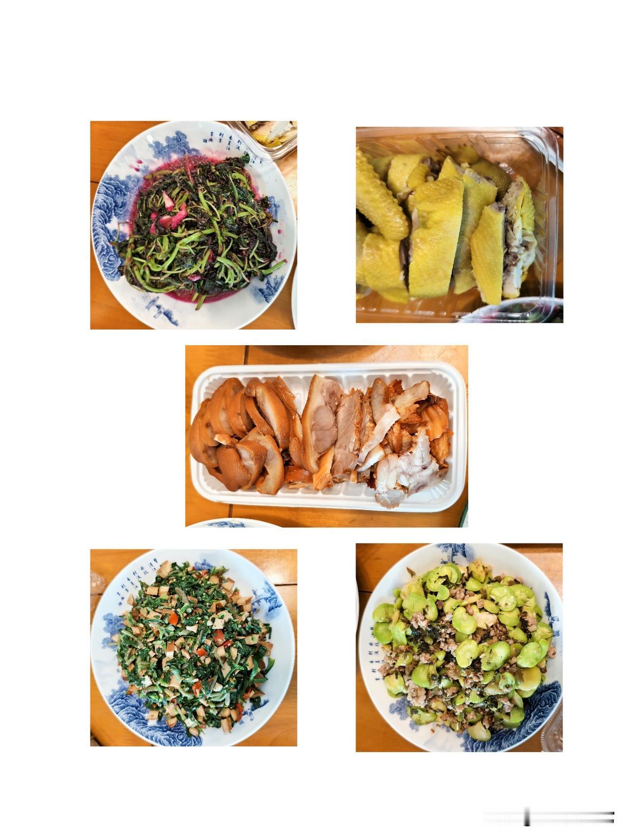 今天的午餐由我这个江苏人做，吃炒菜米饭。

晚餐由大姑姐山东人做饺子和葱油饼。