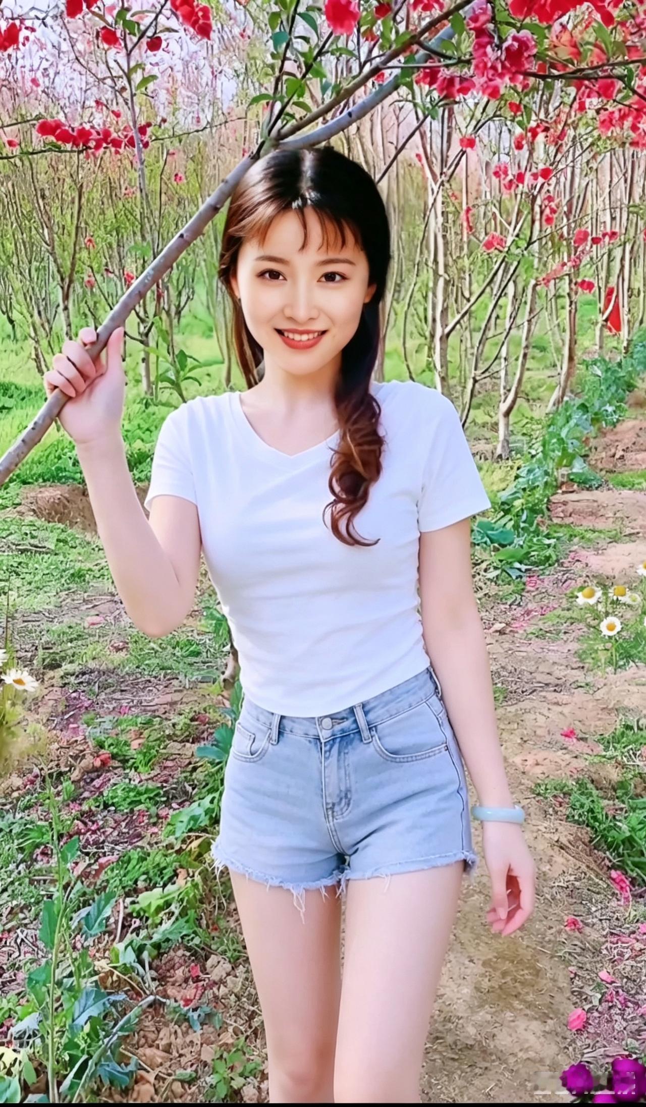 春日漫步，花海中的少女