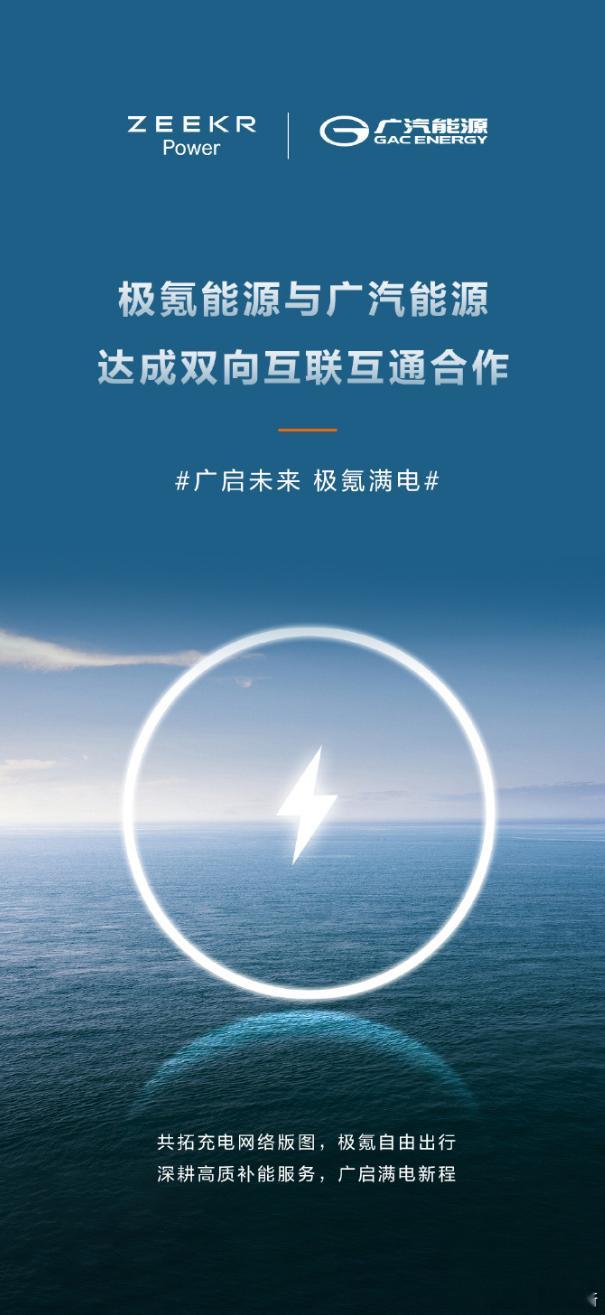 极氪能源与广汽能源充电网络双向互联互通正式上线。截止 24 年底，广汽能源累计布