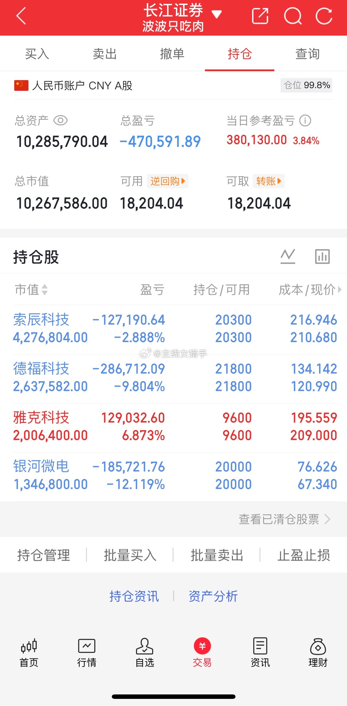 家人们今天没变动，晚安了，个人记录不构成投资建议