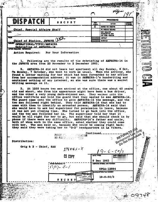 🚨肯尼迪档案：中情局报告哈瓦那秘密政治拘留1963 年 11 月 22 日至 